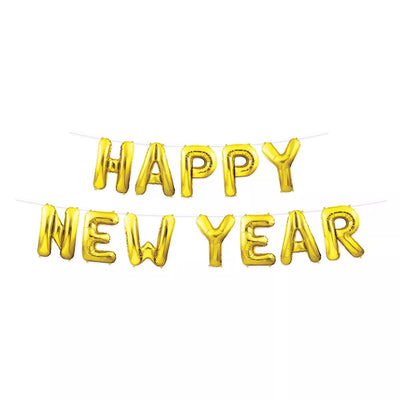 New Year Banner Balloon Streamer - Gold