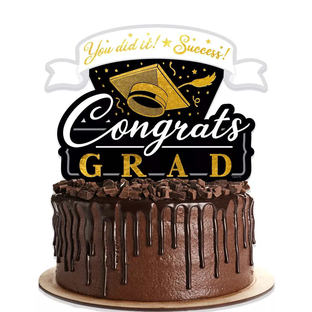 Gold Graduation Party Supplies Cake Topper