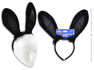 Diadema de Terciopelo Negro con Orejas de Conejo Sexy - 11.5 in