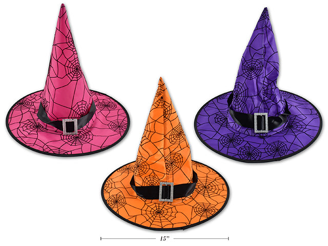 Sombrero de Bruja con Telaraña (15" x 14") - 3 Colores