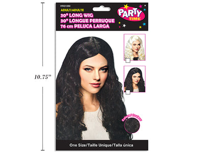 Peluca Larga Ondulada 30" Negro/Blanco