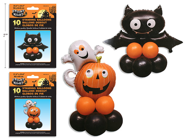 Paquete de 10 Globos de Halloween de Pie - 2 Estilos Aleatorios - Helio