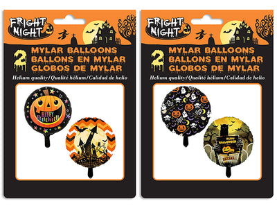 Paquete de 2 Globos Mylar de Halloween (18") - Helio, 2 Estilos Aleatorios