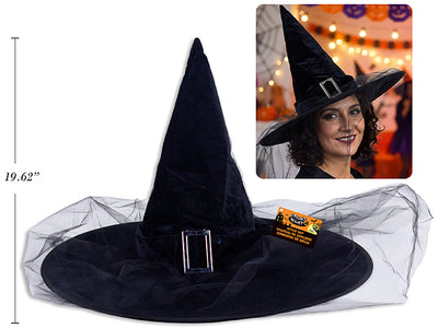 Sombrero Bruja Gótico Deluxe Terciopelo con Velo
