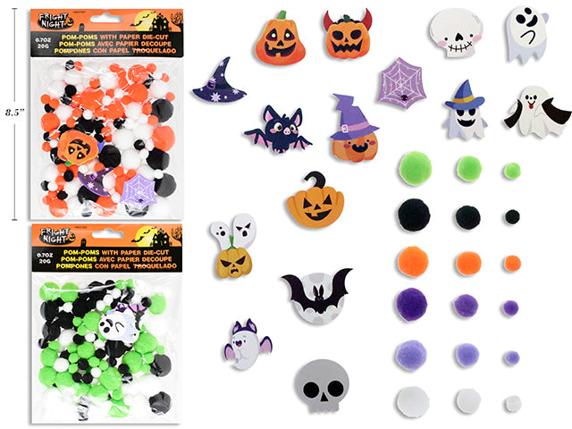 Pompón Halloween con Decoración Troquelada