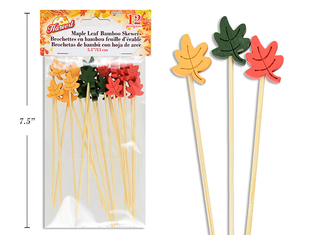 Palitos Bambú con Hoja de Maple 12pcs