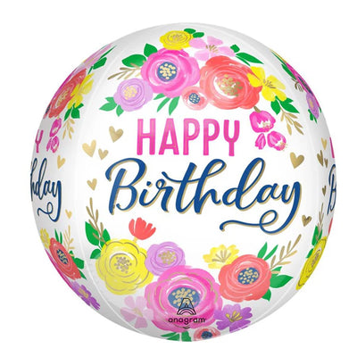 Orbz Artful Floral Birthday Foil Balloon