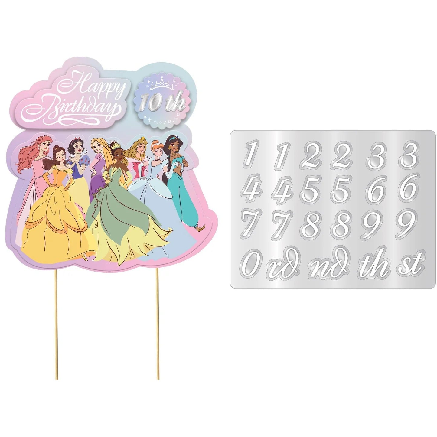 Disney Princess Happy Birthday Customizable Cake Topper 6.9in x 10.5in