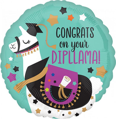 “Congrats on your Diploma” Llama 18” Foil Standard Balloon