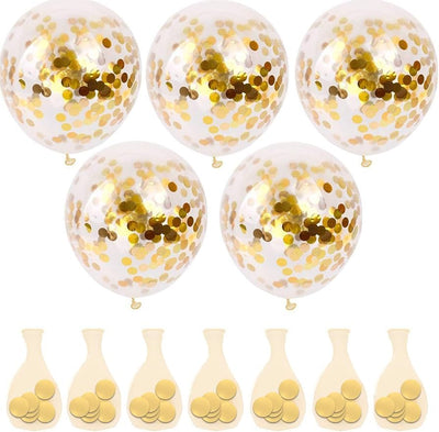 Latex Balloon 12" Clear Confetti Gold (x6u)