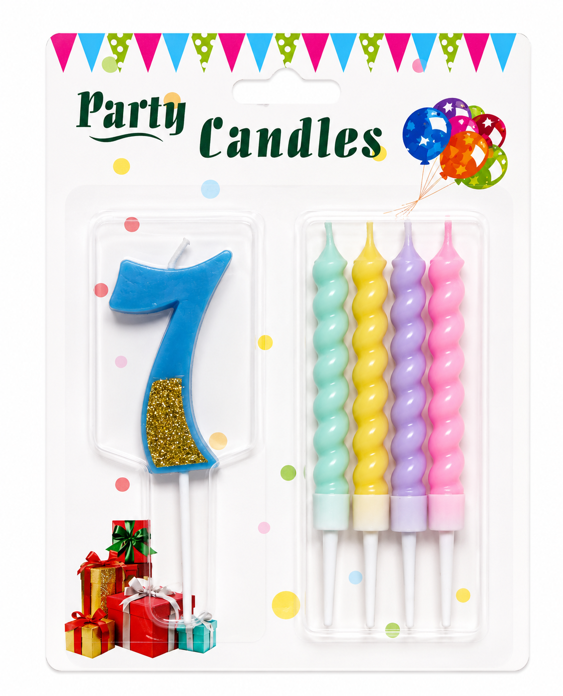 Vela de Número + 4 Velitas Variedad de Colores Pasteles