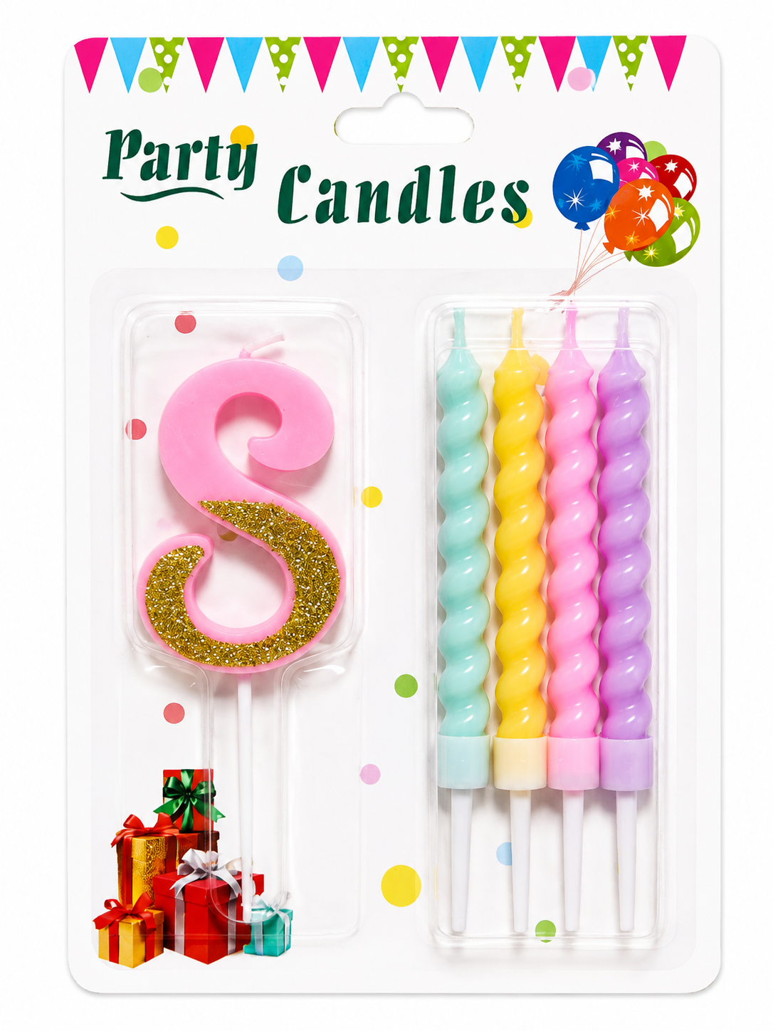 Vela de Número + 4 Velitas Variedad de Colores Pasteles
