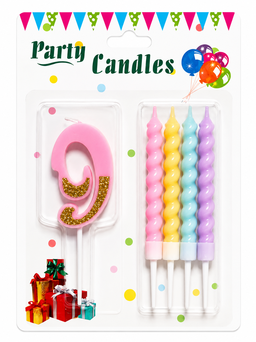 Vela de Número + 4 Velitas Variedad de Colores Pasteles