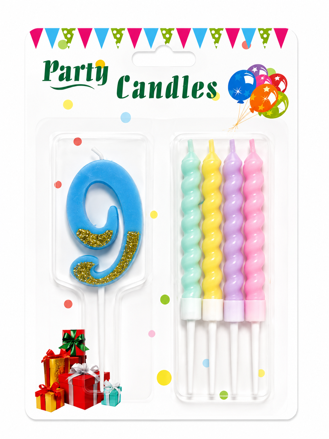 Vela de Número + 4 Velitas Variedad de Colores Pasteles