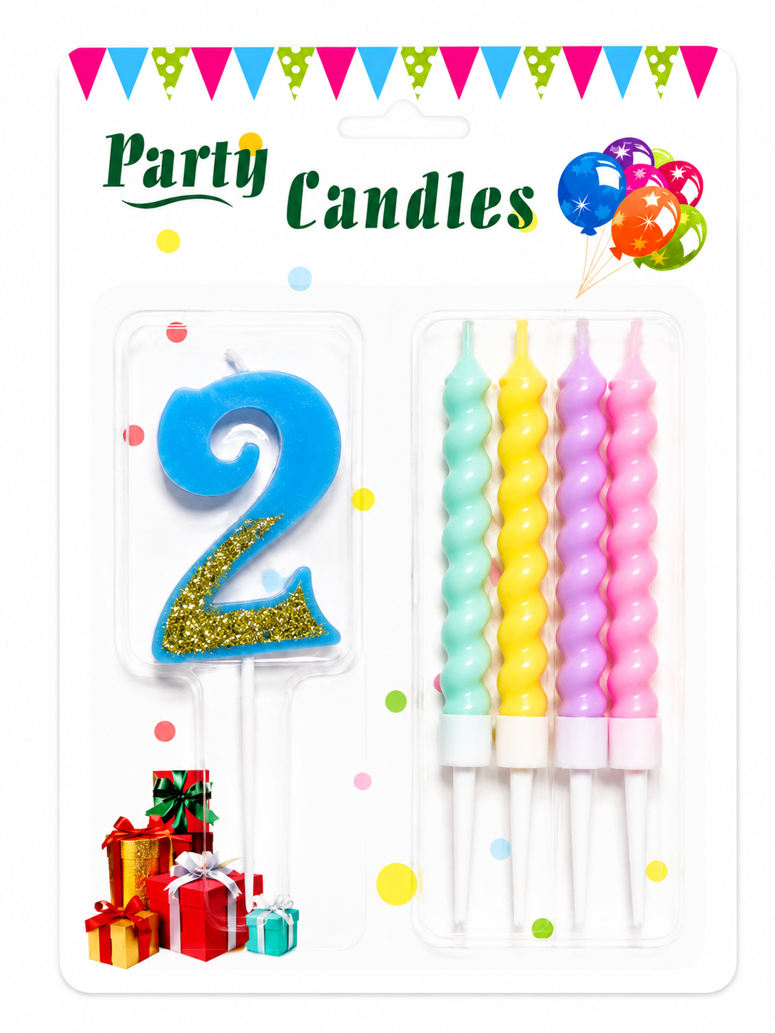 Vela de Número + 4 Velitas Variedad de Colores Pasteles
