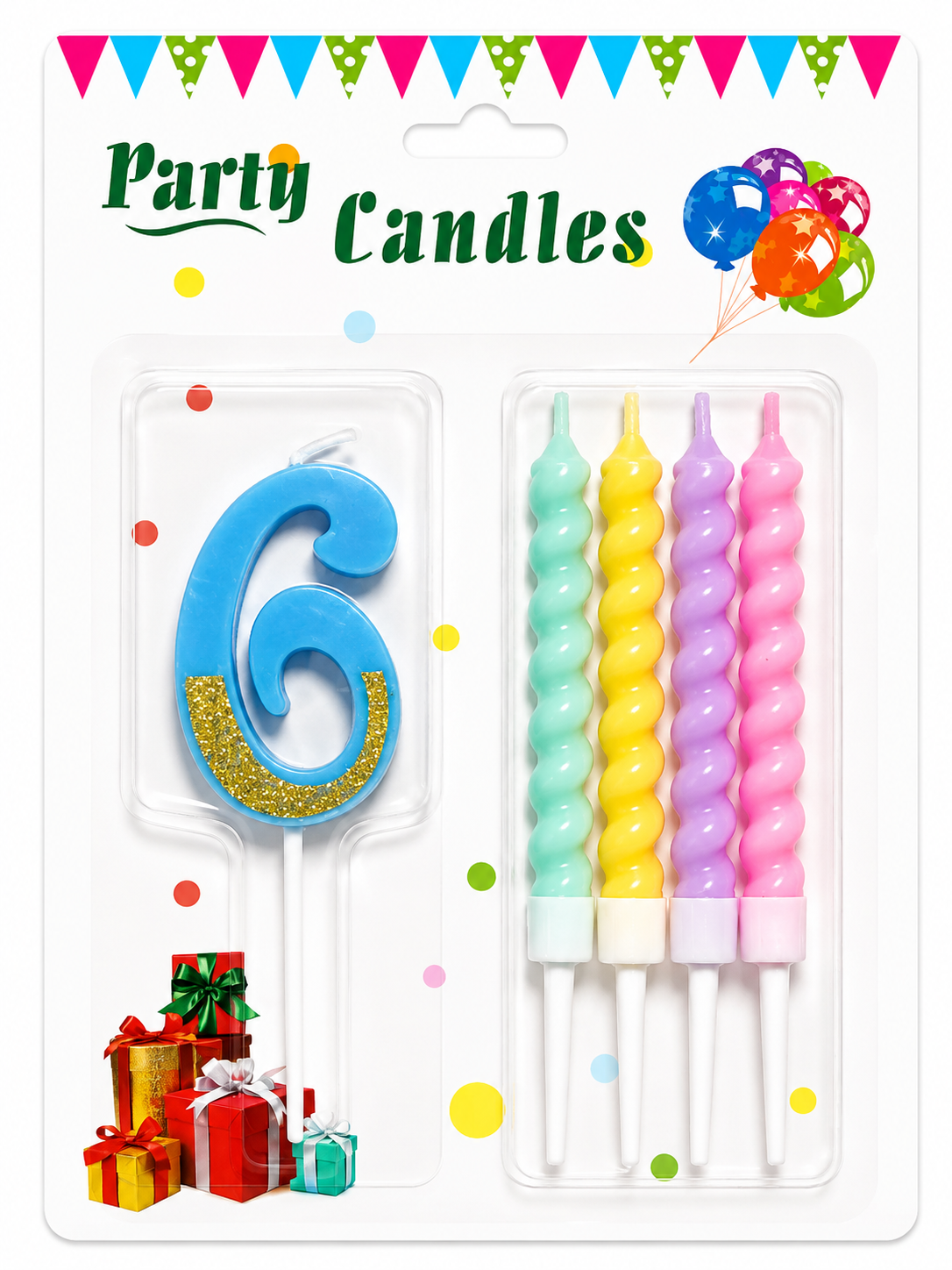 Vela de Número + 4 Velitas Variedad de Colores Pasteles