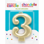 White Gold Birthday Number Candle (Select Number)