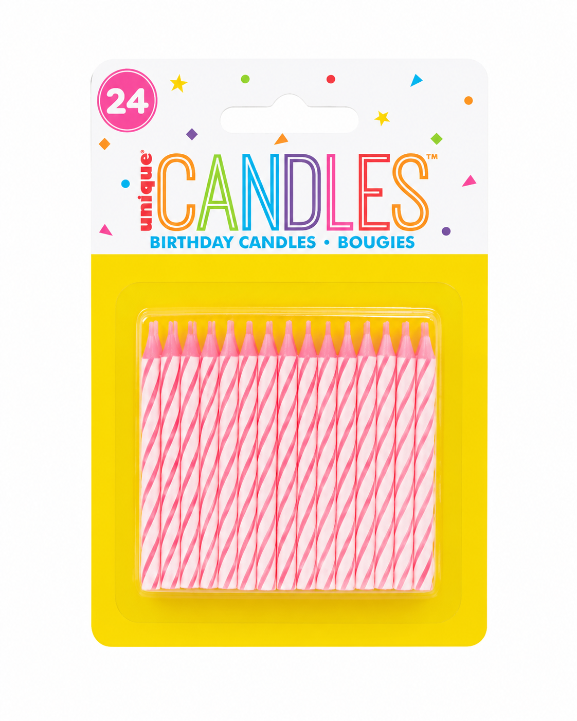 Spiral Neon Pink Candles 24pcs