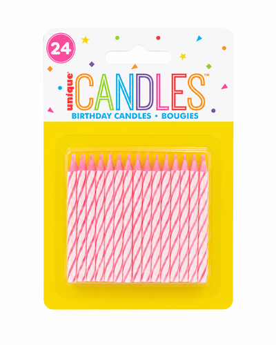 Spiral Neon Pink Candles 24pcs