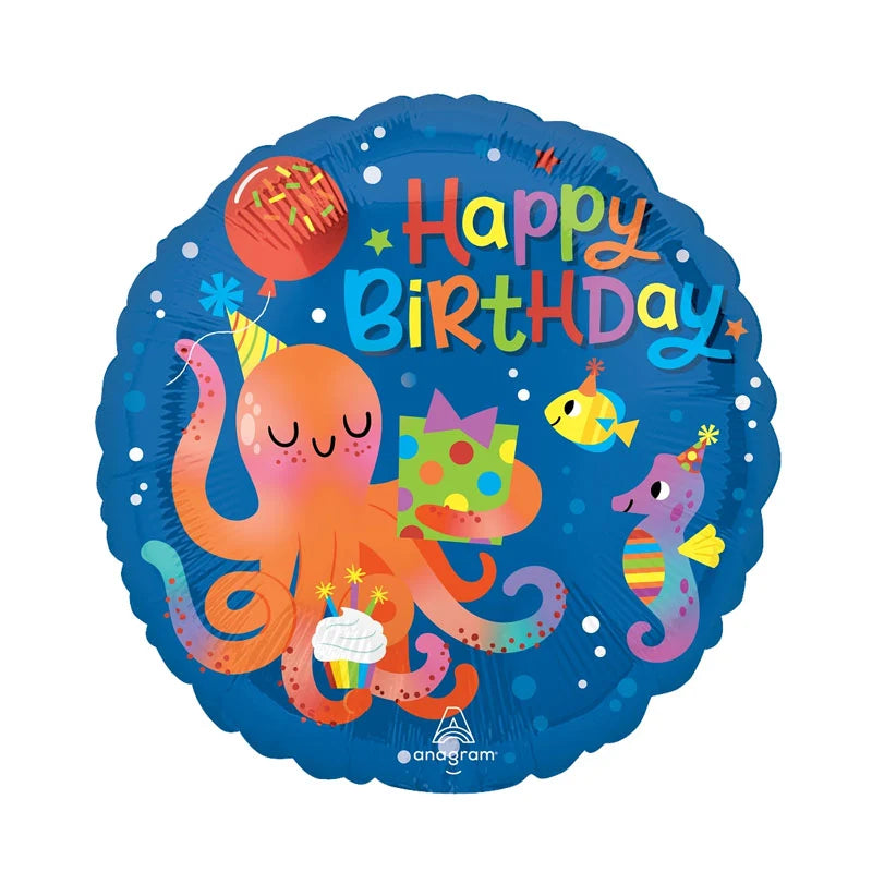 Ocean Animals Happy Birthday Foil Balloon 18”
