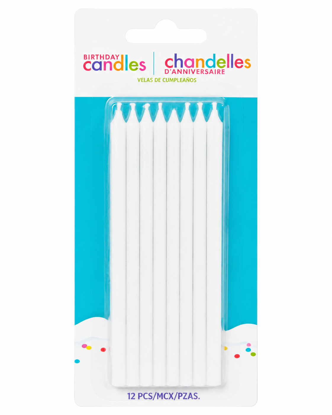 White Long Birthday Candles 12ct