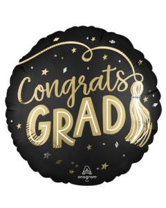 18” Satin Twirling Tassels Grad “Congrats Grad”  Standard Foil Balloon