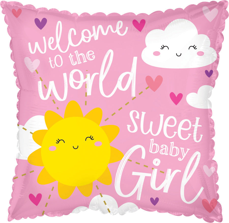 17” Welcome Baby Girl Foil Balloon