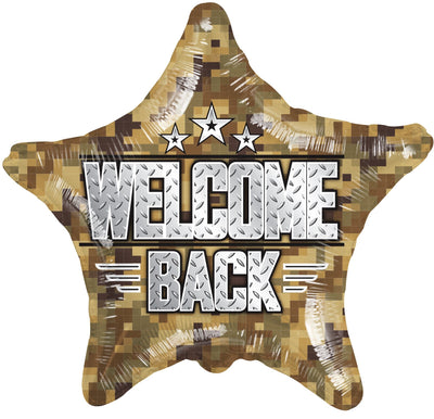 18” Welcome Back Camouflage Star Foil Balloon