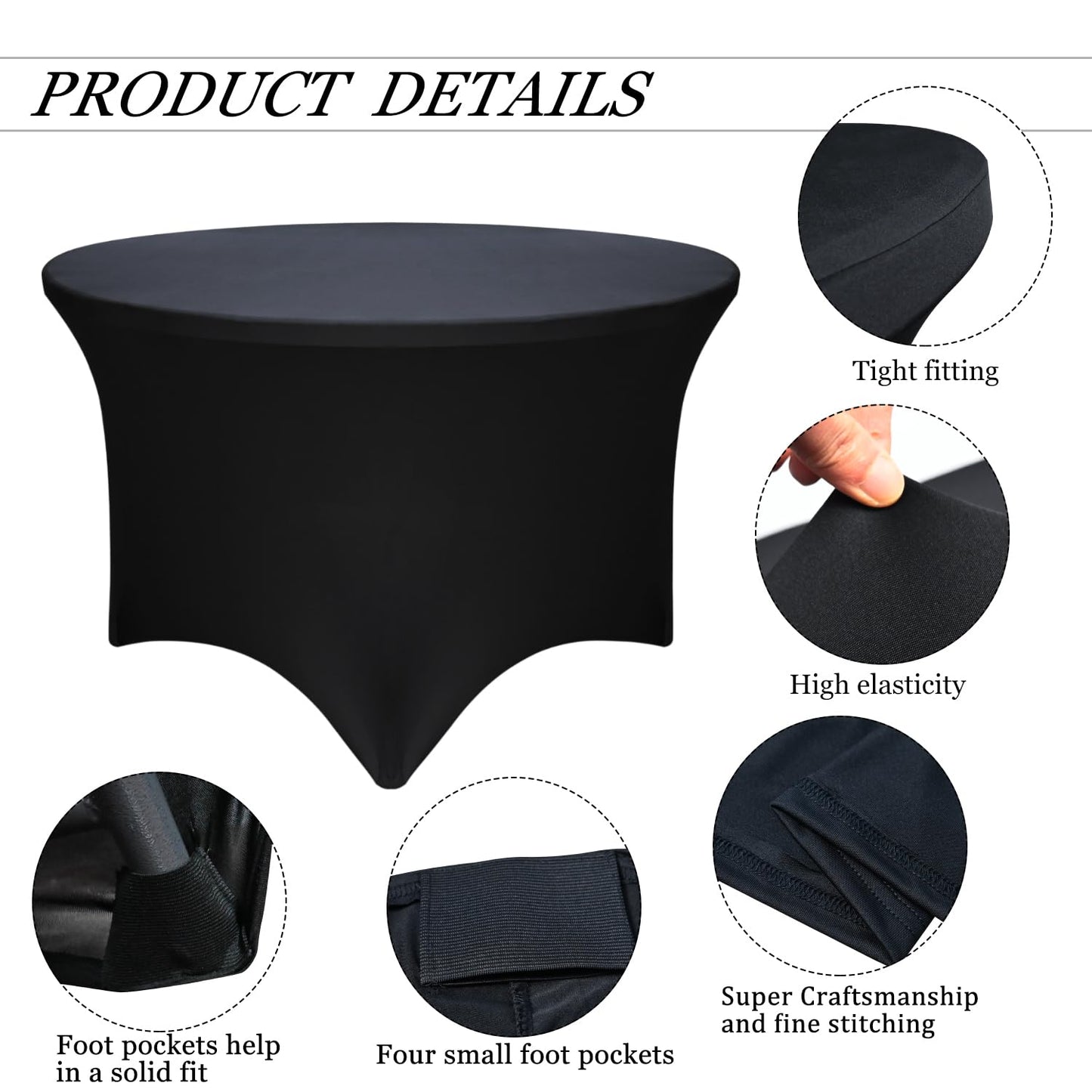 Mantel Spandex 60” Mesa Circular - Negro