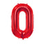 Foil Balloon Number "0” Red 34”