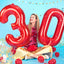 Foil Balloon Number "0” Red 34”