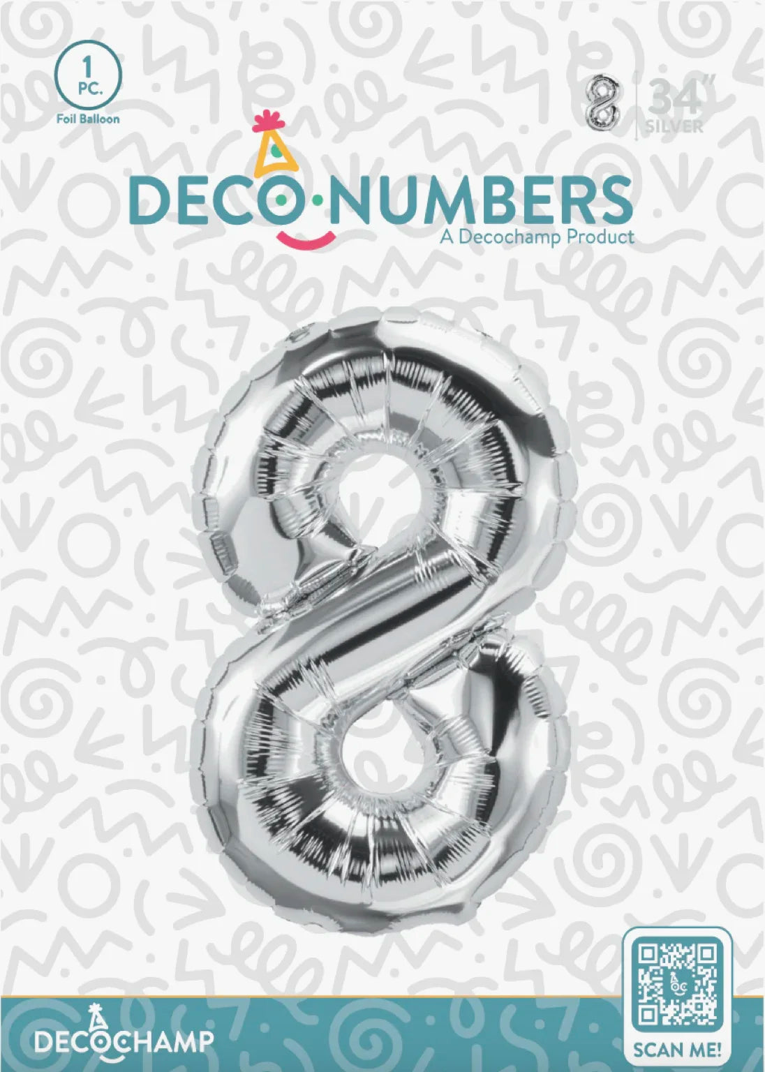 Deco Number “8” Silver 34IN By Decochamp