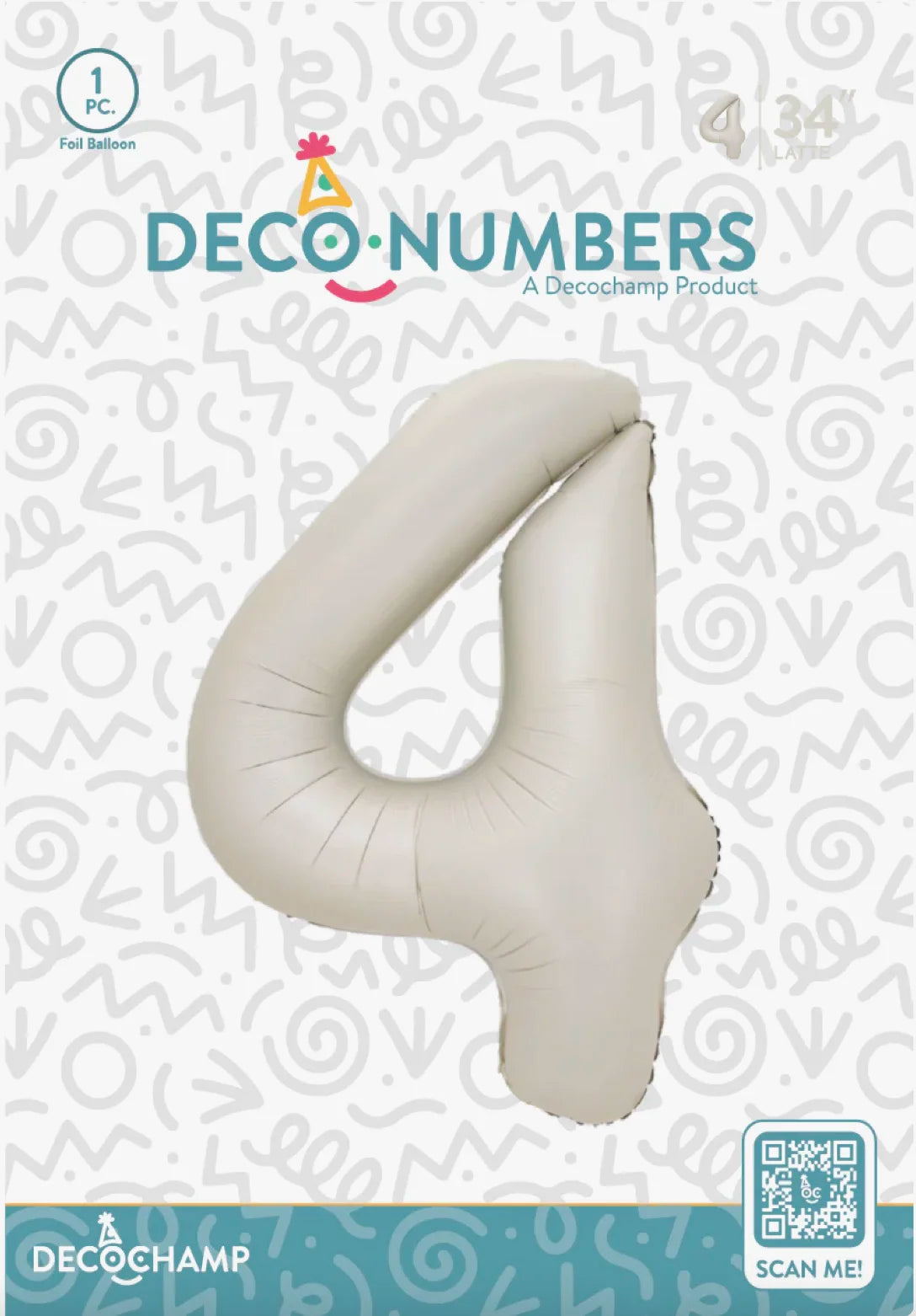 Deco Number 4 Metallic Latte 34in by Decochamp