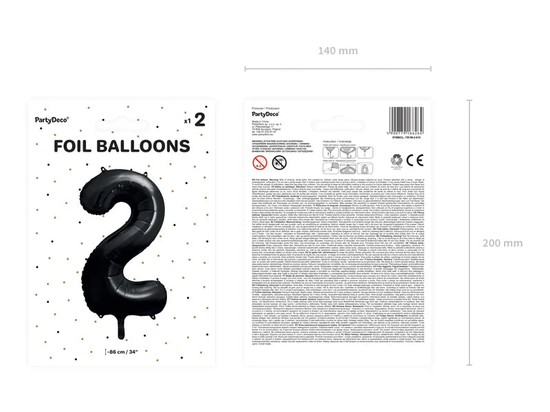 Foil Balloon Number 2 Black 34”