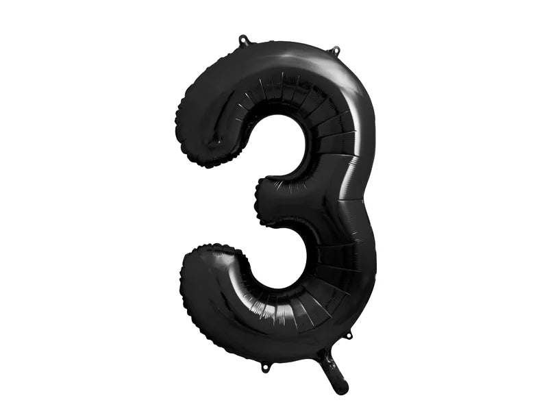 Foil Balloon Number 3 Black 34”