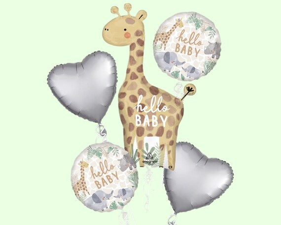 Bouquet Soft Jungle Baby Foil Balloon (x5)