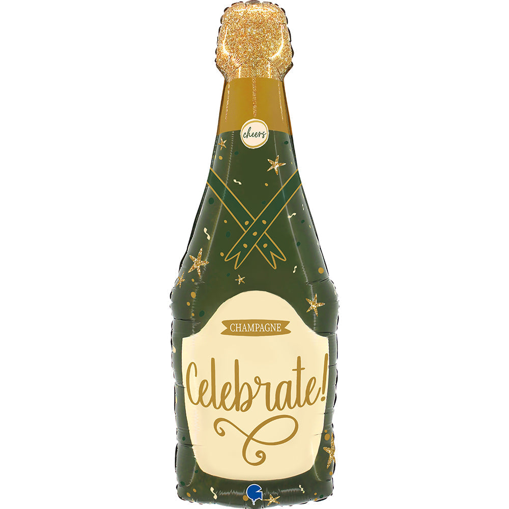 34” Sparkle Champagne Bottle Foil Balloon