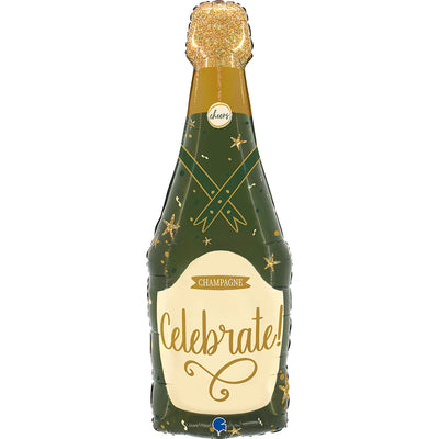34” Sparkle Champagne Bottle Foil Balloon