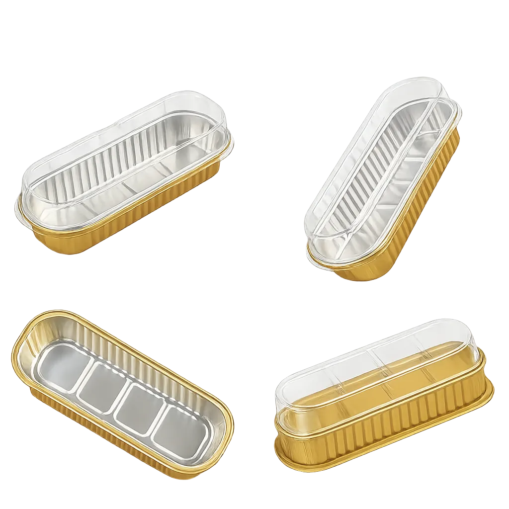 Foil Rectangle Container Gold With Lid (25pcs)