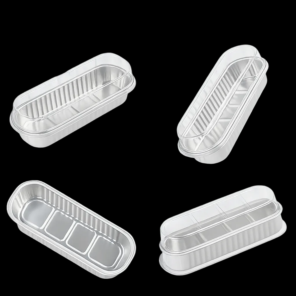 Foil Rectangle Container White With Lid (25pcs)