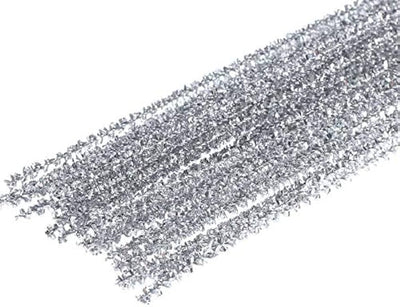 Chenille Stem Metallic Silver 12”x25pcs