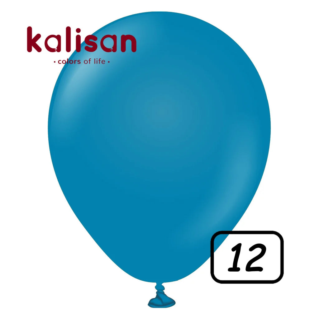 Kalisan 12” Retro Deep Blue Latex Balloon (50pcs)