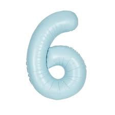 Number #6 Supershape Balloon 34" Pastel Blue