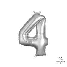 Balloon Air-Filled Number "4"- Silver