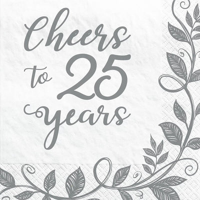 Happy 25th Anniversary Beverage Napkins(x16u)