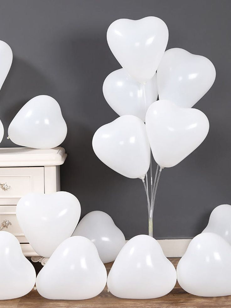 Globo Látex Corazón Blanco 11" (x6u)