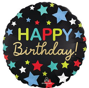 Happy Birthday Foil Balloon with Stars 18” Standard