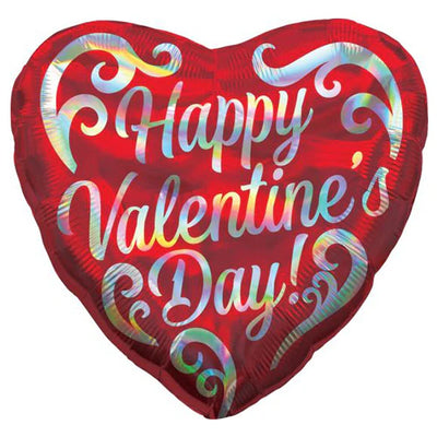 Holo Iridescent Heart Swirls Foil Balloon 18"