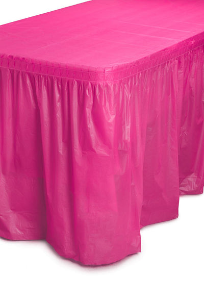 Plastic Table Skirt Hot Pink