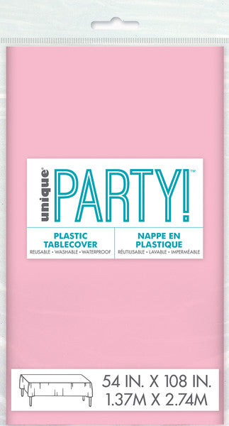 Plastic Rectangular Tablecover Light Pink 54in x 108in